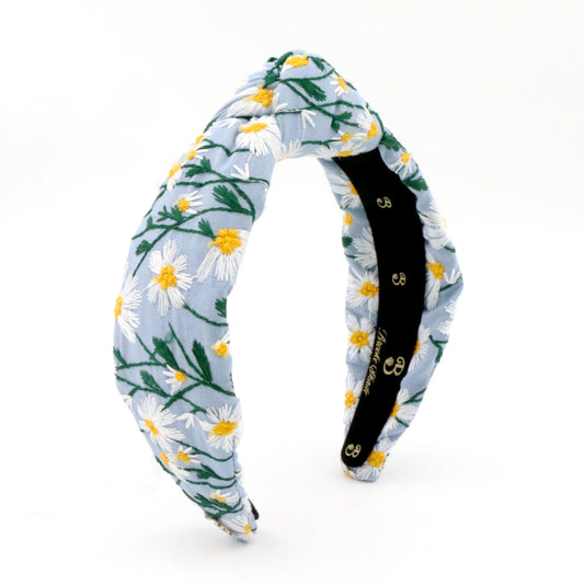 The Cloud Daisy Embroidery Topknot Headband