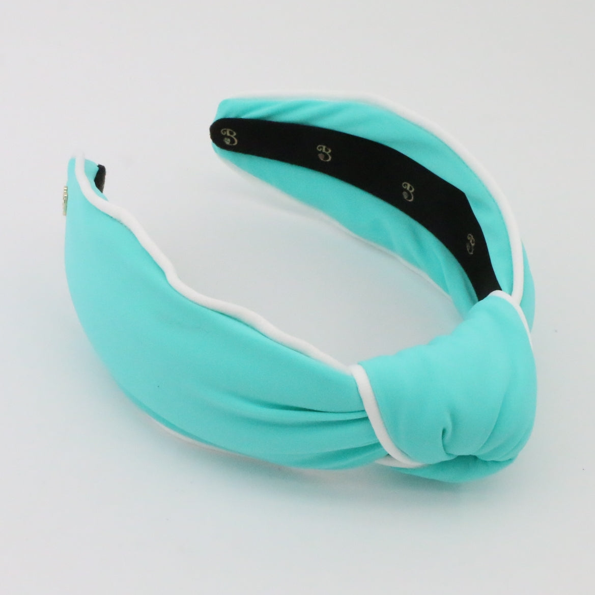 "The Wave" Blue & White Piping Topknot Headband
