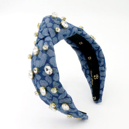 The Denim Blue Leopard Glam Topknot
