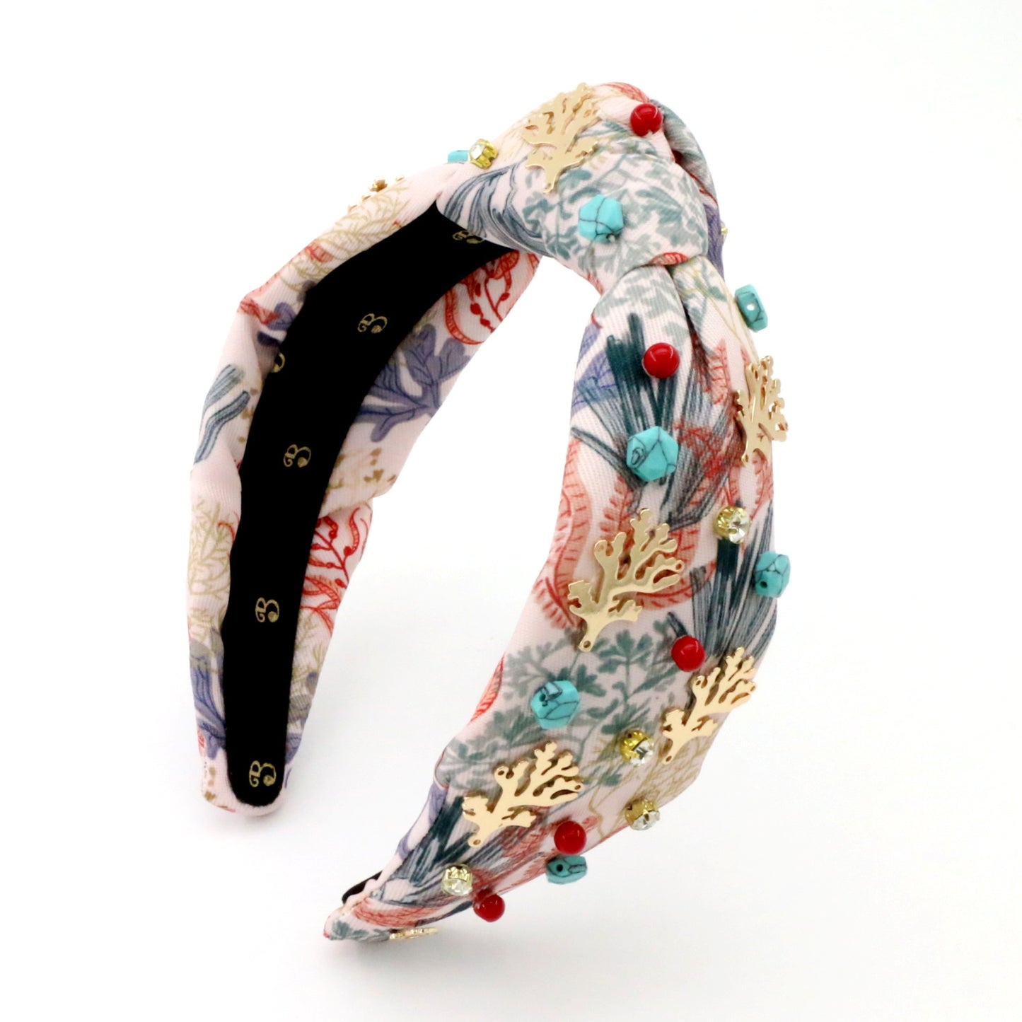 The Coral & Turquoise Gemstone Topknot Headband