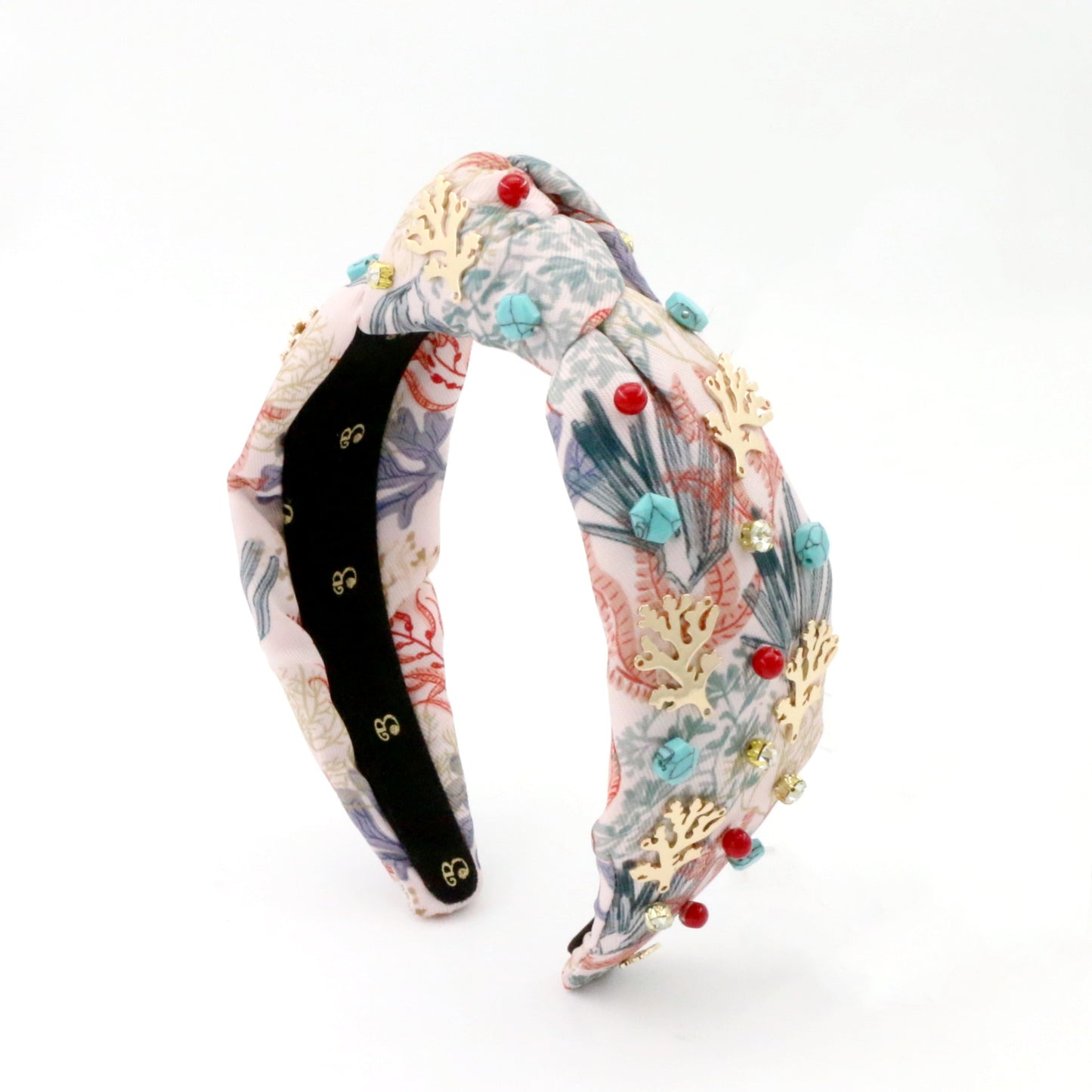 The Coral & Turquoise Gemstone Topknot Headband