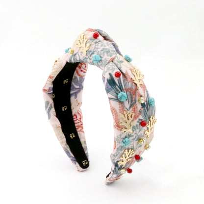 The Coral & Turquoise Gemstone Topknot Headband