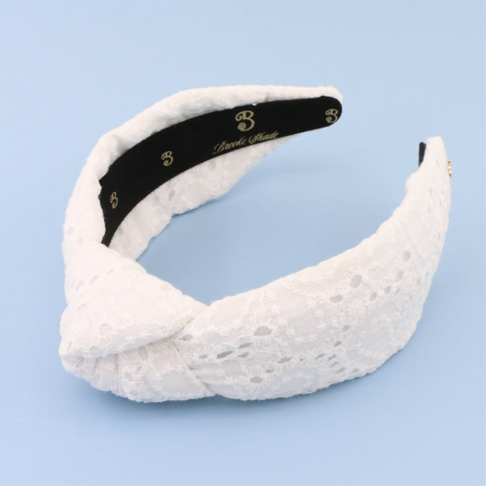 The White Flower Eyelet Topknot Headband