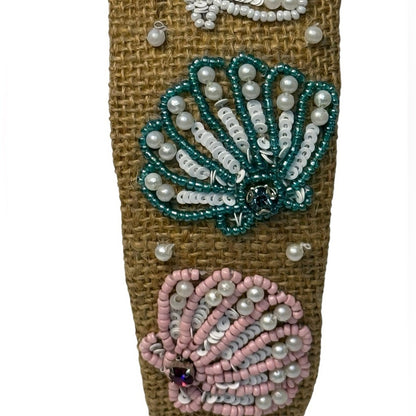 The Burlap Seashell Pearl Beaded Headband