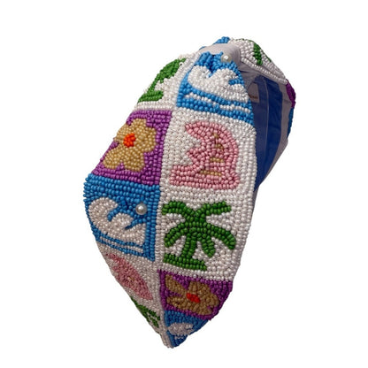 The Surfs Up at The Beach Beaded Headband