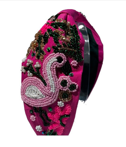 The Tropical Pink Flamingo 🦩 Beaded Headband