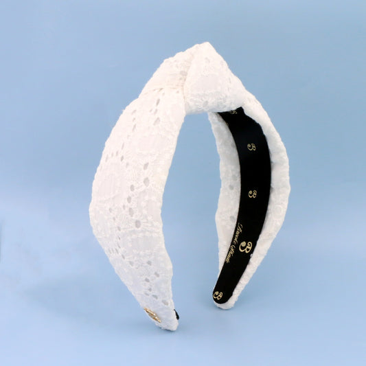 The White Flower Eyelet Topknot Headband