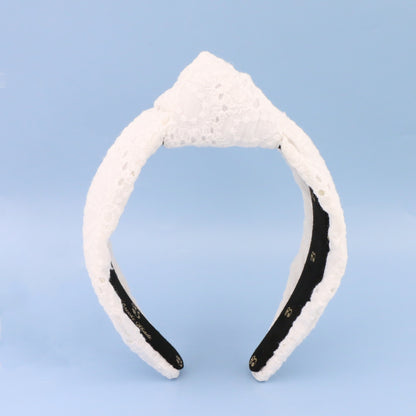 The White Flower Eyelet Topknot Headband