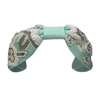 The Moonlight Mint Flower Beaded Headband
