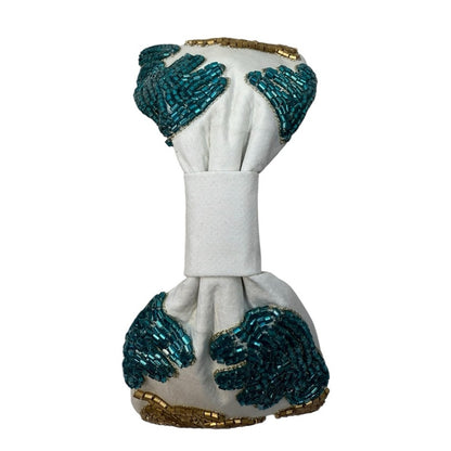 The Monstera Turquoise & Gold Beaded Headband
