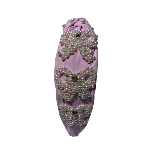 NEW The Pink Bow Pearled Crystal Headband