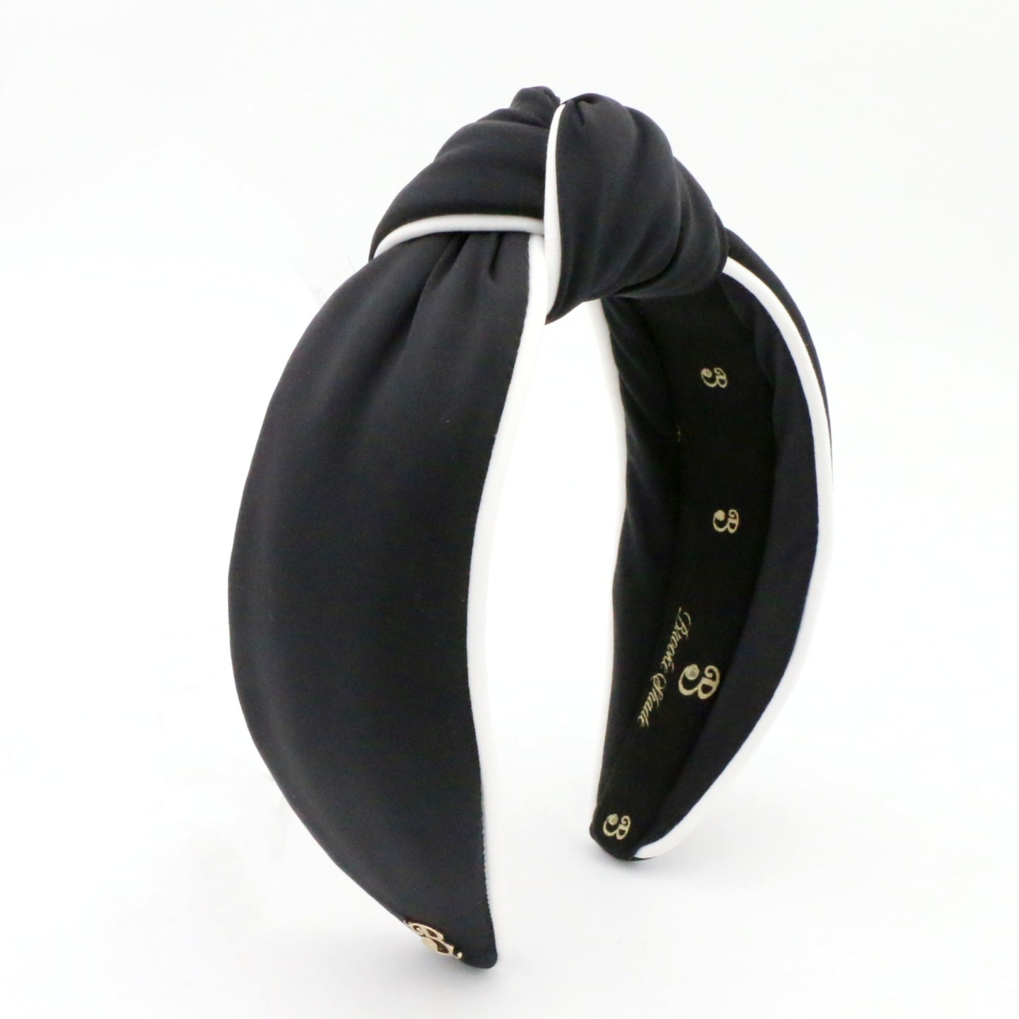 The Black & White Piping Topknot Headband