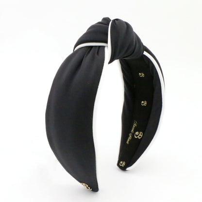 The Black & White Piping Topknot Headband