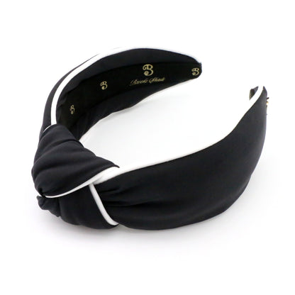 The Black & White Piping Topknot Headband