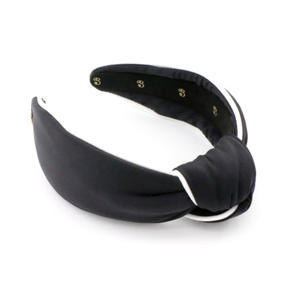 The Black & White Piping Topknot Headband