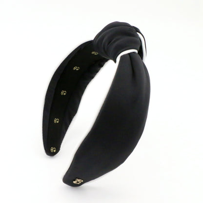 The Black & White Piping Topknot Headband
