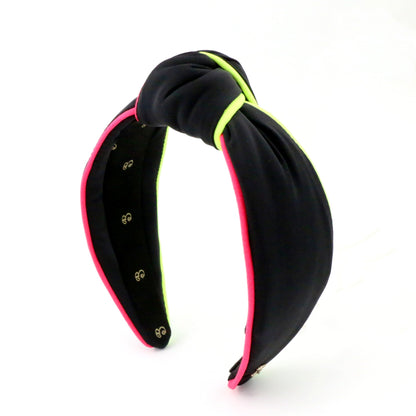 80s Miami Neon Piping Black Neoprene Topknot
