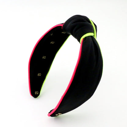 80s Miami Neon Piping Black Neoprene Topknot