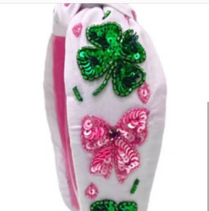 The Irish Pink Bow Sequin Headband