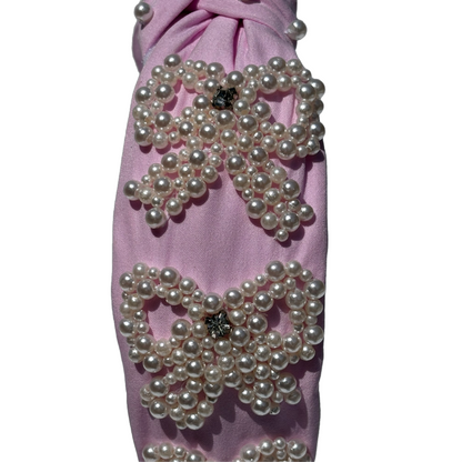 NEW The Pink Bow Pearled Crystal Headband