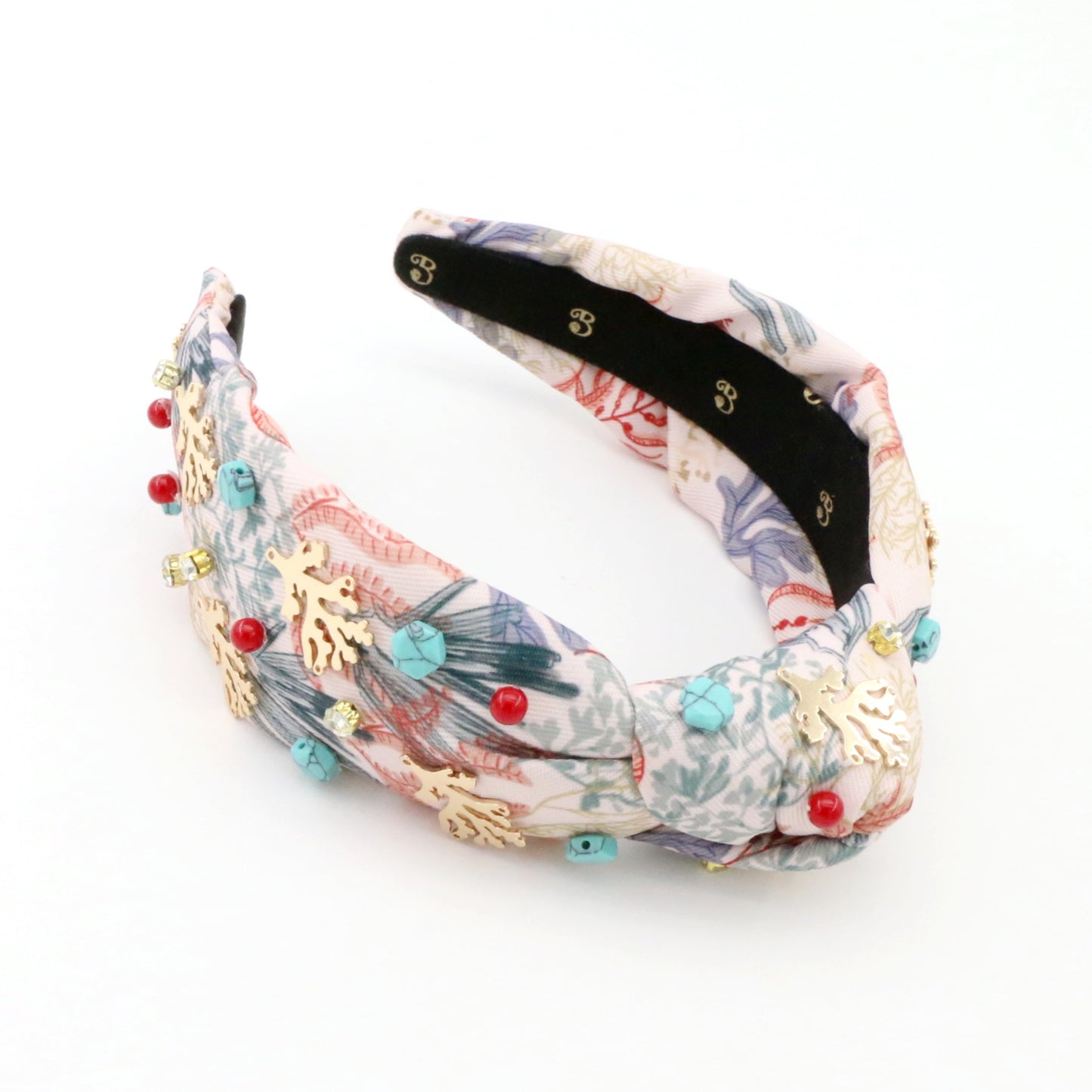 The Coral & Turquoise Gemstone Topknot Headband