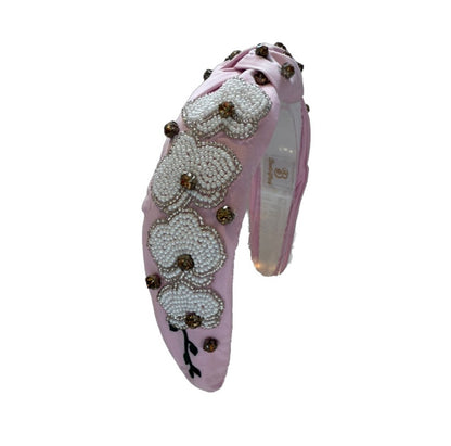The White Orchid Beaded Rhinestone Headband