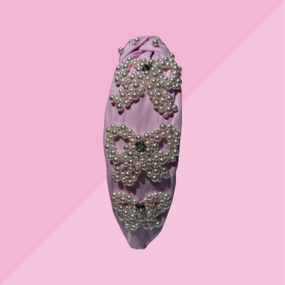 NEW The Pink Bow Pearled Crystal Headband