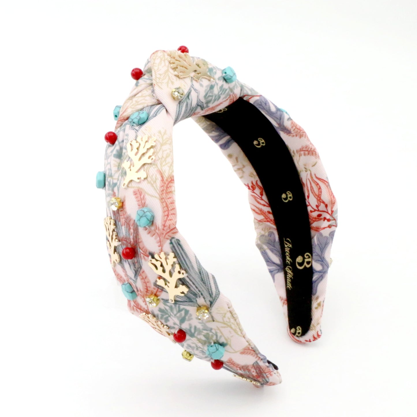 The Coral & Turquoise Gemstone Topknot Headband