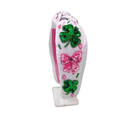 The Irish Pink Bow Sequin Headband