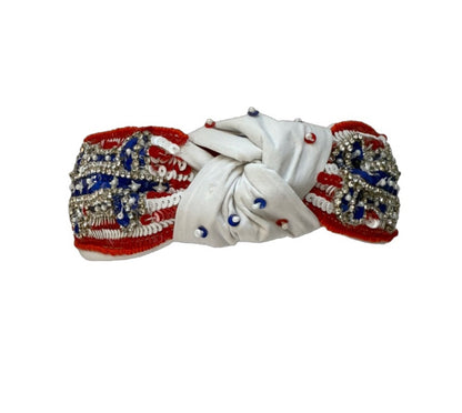 NEW The Patriotic Bow Sequin Crystal Headband