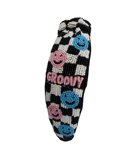 NEW The Groovy Smiley Face Beaded Headband