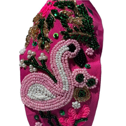 The Tropical Pink Flamingo 🦩 Beaded Headband