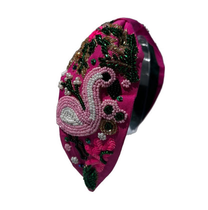 The Tropical Pink Flamingo 🦩 Beaded Headband