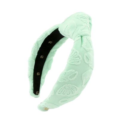 The Sea Mint Seashell Terry Topknot Headband