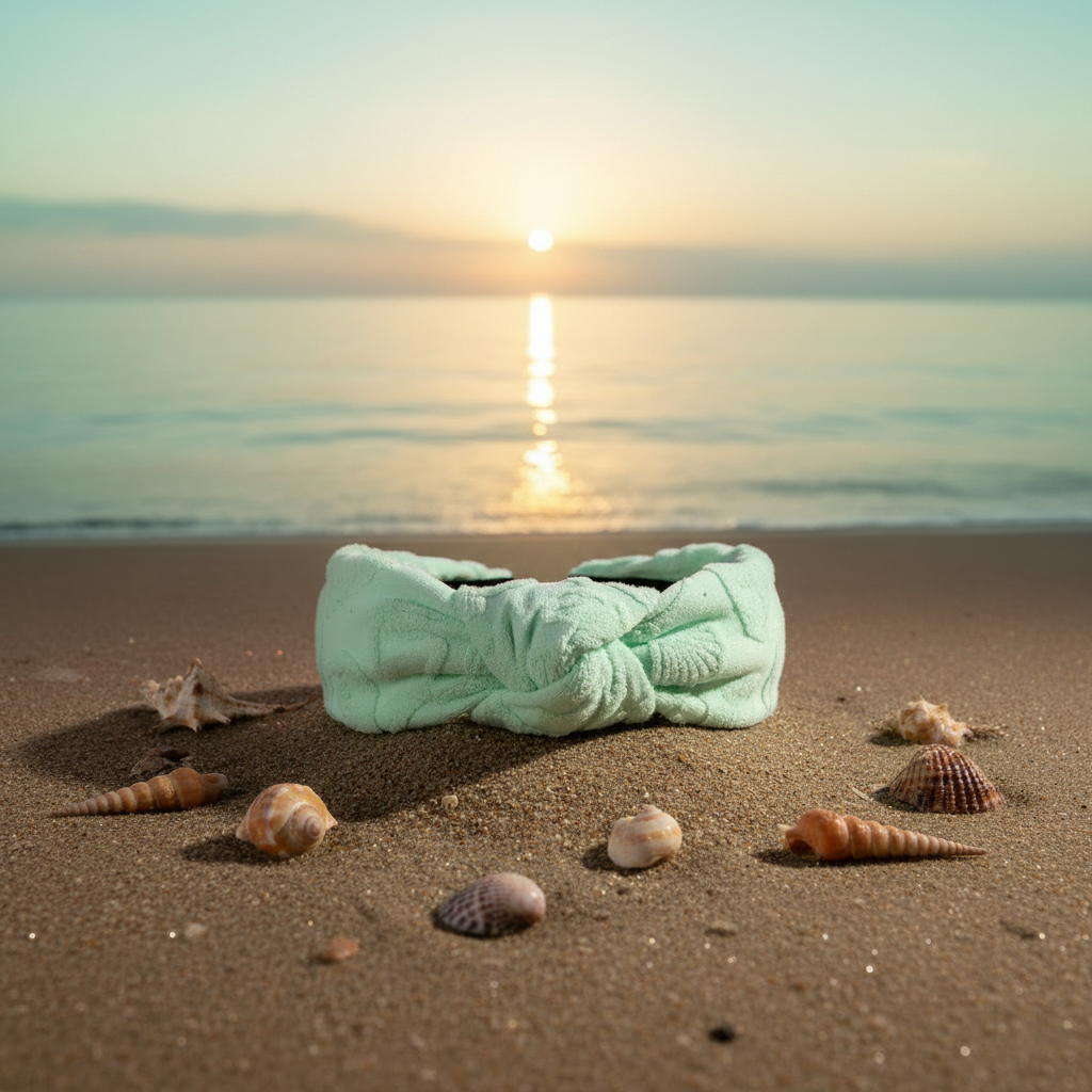The Sea Mint Seashell Terry Topknot Headband