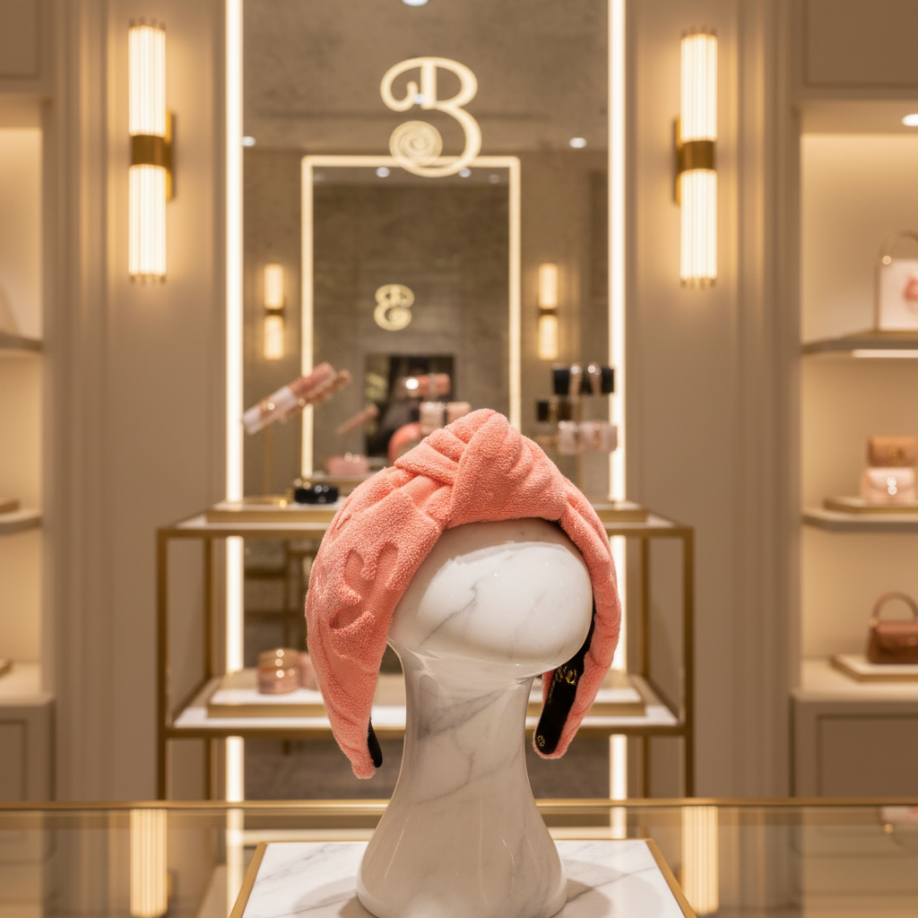 The Ocean Coral Terry Cloth Topknot