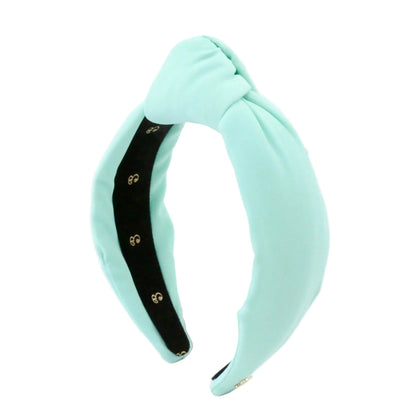 Ice Blue headband with a knot on a white background