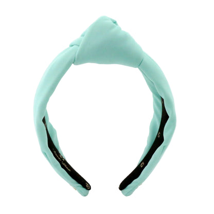 Ice Blue headband with black accents on a white background