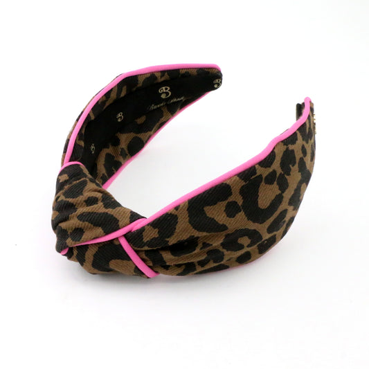The Leopard Denim with Hot Pink Piping Topknot