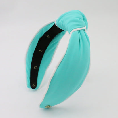 "The Wave" Blue & White Piping Topknot Headband