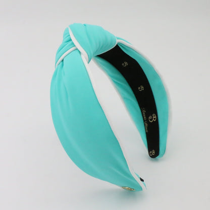 "The Wave" Blue & White Piping Topknot Headband