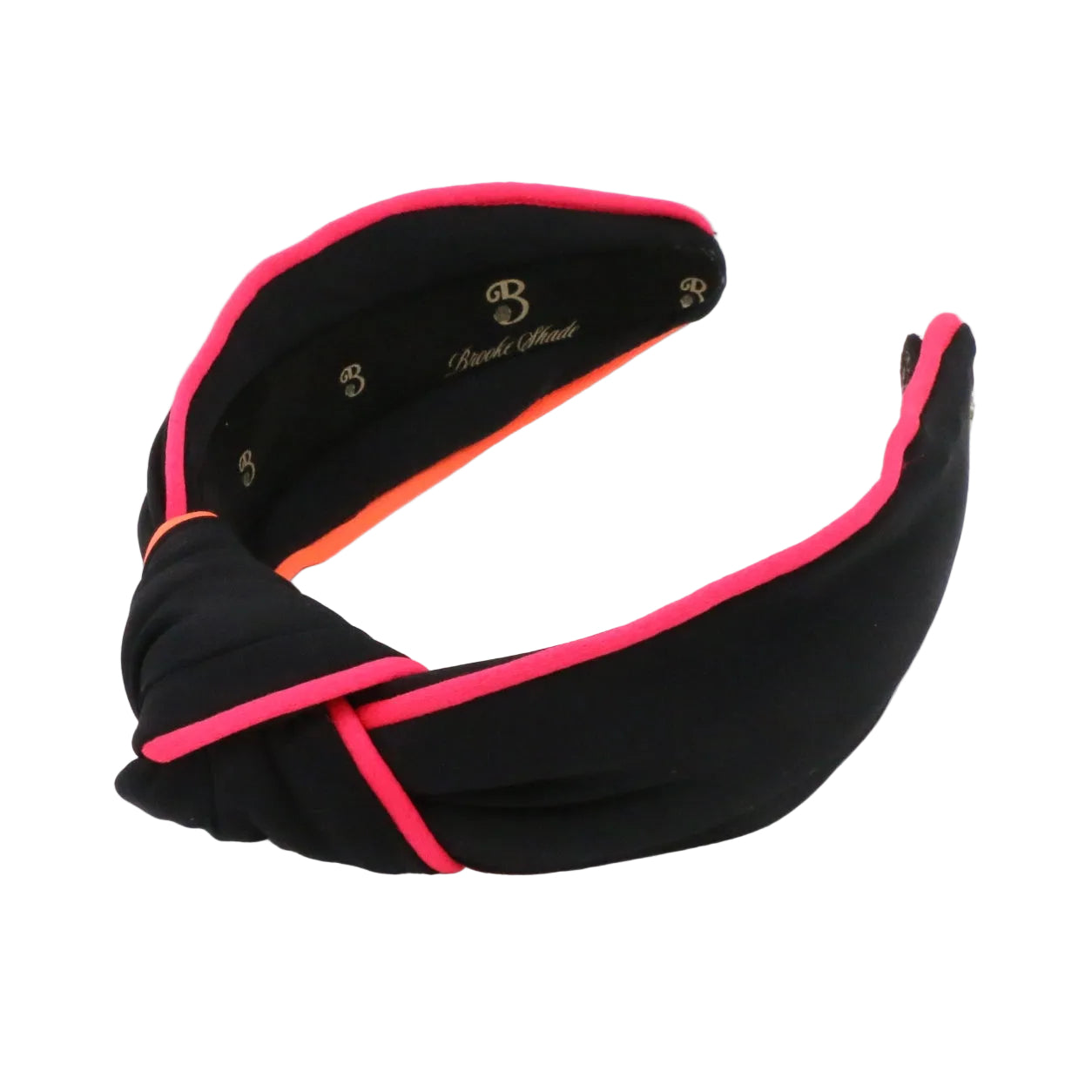 Black headband with pink accents on a white background