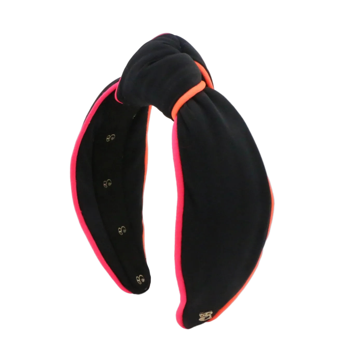 Black headband with pink interior on a white background