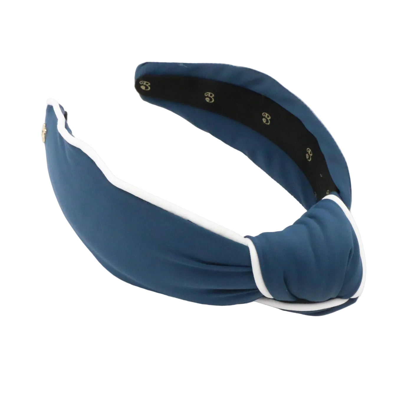 Blue and white headband on a white background