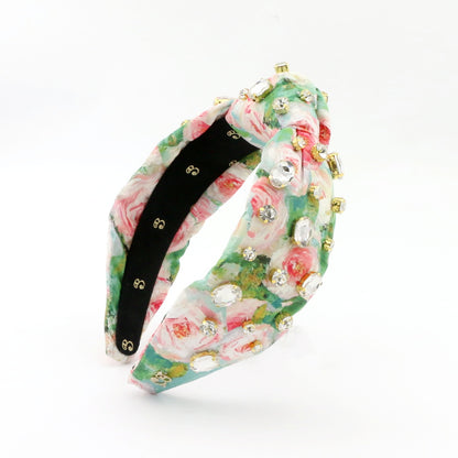 The Monet Inspired Roses Rhinestone Topknot