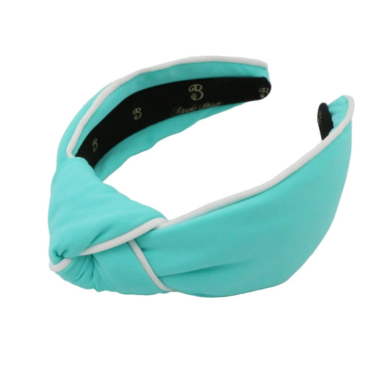 "The Wave" Blue & White Piping Topknot Headband