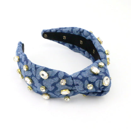 The Denim Blue Leopard Glam Topknot