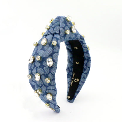 The Denim Blue Leopard Glam Topknot