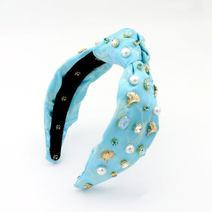The Ginkgo Leaf Pearls & Rhinestones Topknot Headband