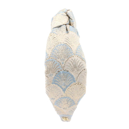 The Royal Baby Blue Shell Brocade Topknot